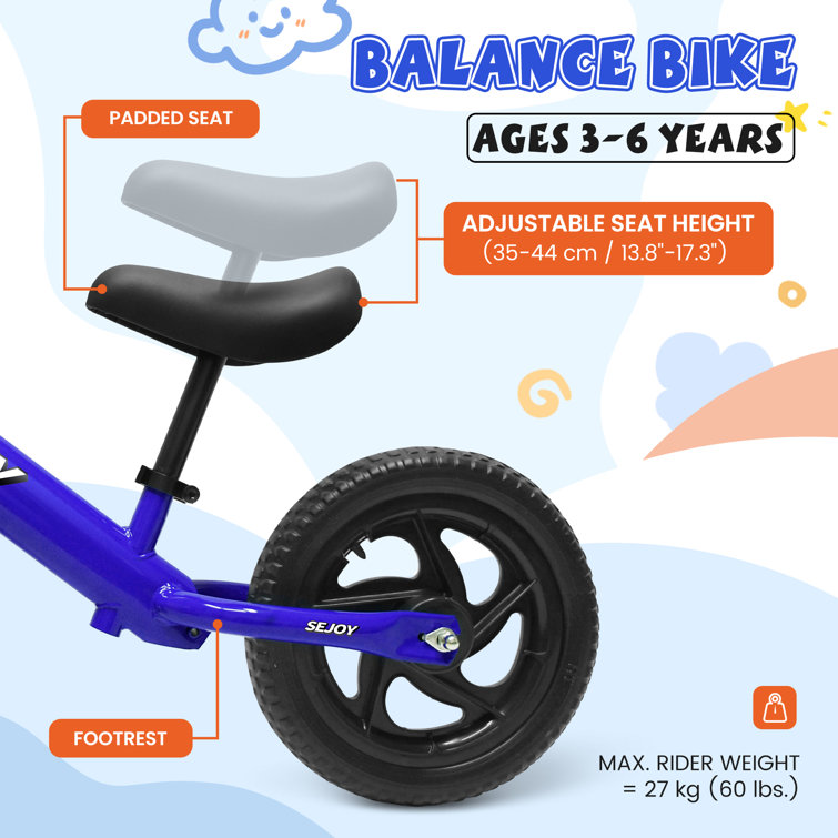 SEJOY Beginner Sport Training Bicycle for 3 4 5 6 Years Old Kids